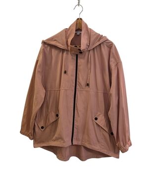 Chico's Hooded Windbreaker Utility Jacket Blush Pink